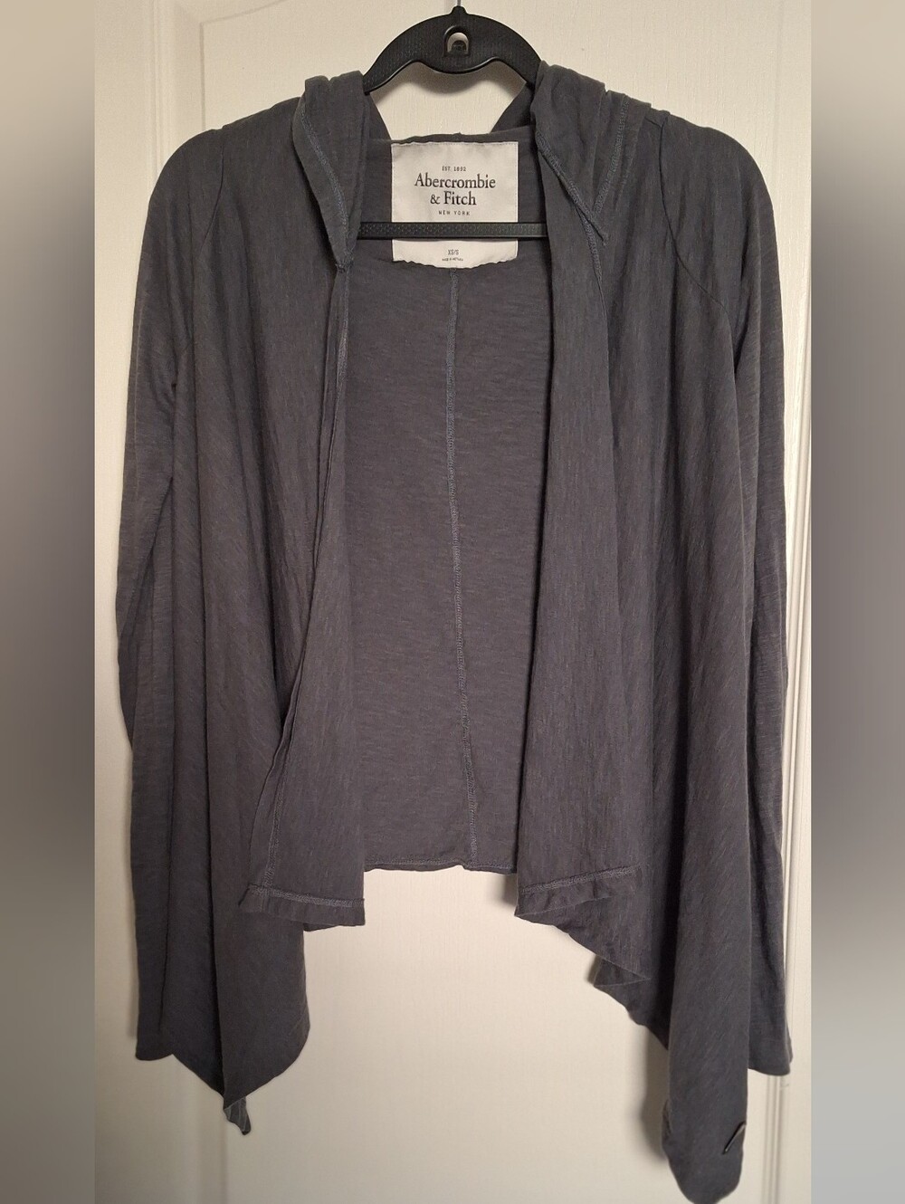 Abercrombie & Fitch Women's Hooded Draped Cardigan Grey Waterfall Y2K XS/S